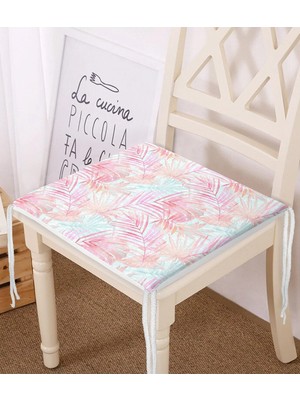 Rem Home Rengirenk Dekoratif Sandalye Minderi Pembe Yaprak 40 x 40 cm Mutfak Balkon Oturma Minderi