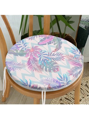 Rem Home Rengirenk Dekoratif Sandalye Minderi Geometrik Yuvarlak 40 x 40 cm Mutfak Balkon Oturma Minderi
