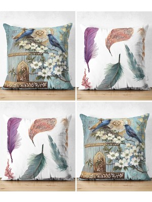 Rem Home Rengirenk Dekoratif Kırlent Kılıfı Modern 43 x 43 cm Salon Koltuk Kanepe Yastık Kılıfı