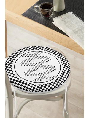 Rem Home Rengirenk Dekoratif Sandalye Minderi Beyaz Modern Yuvarlak 40 x 40 cm Mutfak Balkon Oturma Minderi