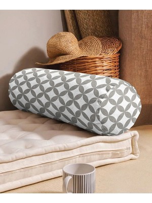 Rem Home Rengirenk Dekoratif Kırlent Kılıfı Gri Geometrik 60 x 20 cm Salon Koltuk Kanepe Yastık Kılıfı