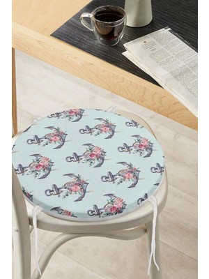 Rem Home Rengirenk Dekoratif Sandalye Minderi Yeşil Yuvarlak 40 x 40 cm Mutfak Balkon Oturma Minderi