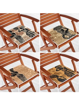 Rem Home Rengirenk Dekoratif Sandalye Minderi Sarı 40 x 40 cm Mutfak Balkon Oturma Minderi