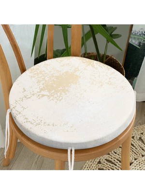 Rem Home Rengirenk Dekoratif Sandalye Minderi Soyut Yuvarlak 40 x 40 cm Mutfak Balkon Oturma Minderi