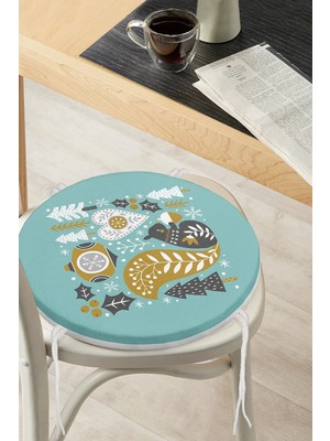 Rem Home Rengirenk Dekoratif Sandalye Minderi Modern Yuvarlak 40 x 40 cm Mutfak Balkon Oturma Minderi