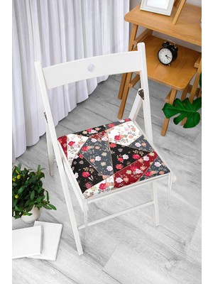 Rem Home Rengirenk Dekoratif Sandalye Minderi Sarı Modern 40 x 40 cm Mutfak Balkon Oturma Minderi