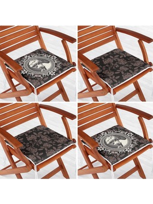 Rem Home Rengirenk Dekoratif Sandalye Minderi Sarı Etnik 40 x 40 cm Mutfak Balkon Oturma Minderi
