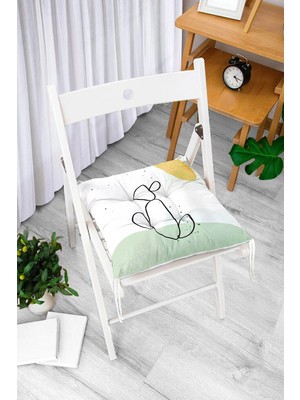 Rem Home Rengirenk Dekoratif Sandalye Minderi Beyaz Modern Bağcıklı 40 x 40 cm Mutfak Balkon Oturma Minderi