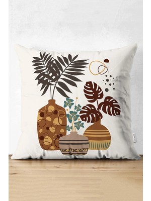 Rem Home Rengirenk Dekoratif Kırlent Kılıfı Yaprak 43 x 43 cm Salon Koltuk Kanepe Yastık Kılıfı
