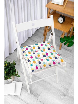 Rem Home Rengirenk Dekoratif Sandalye Minderi Beyaz 40 x 40 cm Mutfak Balkon Oturma Minderi