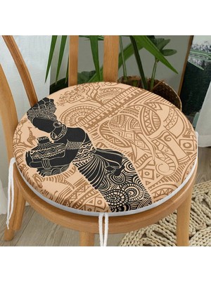 Rem Home Rengirenk Dekoratif Sandalye Minderi Etnik Yuvarlak 40 x 40 cm Mutfak Balkon Oturma Minderi