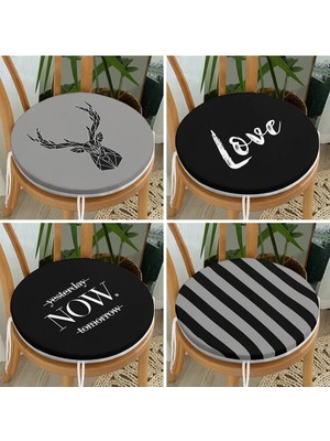 Rem Home Rengirenk Dekoratif Sandalye Minderi Sarı Yuvarlak 40 x 40 cm Mutfak Balkon Oturma Minderi