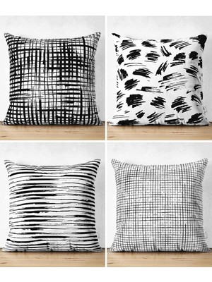 Rem Home Rengirenk Dekoratif Kırlent Kılıfı Sarı Geometrik 43 x 43 cm Salon Koltuk Kanepe Yastık Kılıfı