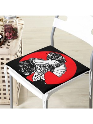 Rem Home Rengirenk Dekoratif Sandalye Minderi Siyah Modern 40 x 40 cm Mutfak Balkon Oturma Minderi