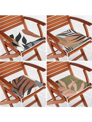 Rem Home Rengirenk Dekoratif Sandalye Minderi Sarı Yaprak 40 x 40 cm Mutfak Balkon Oturma Minderi
