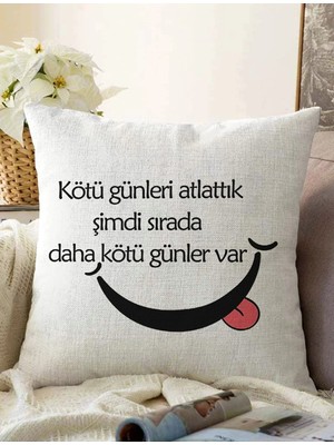 Rem Home Rengirenk Dekoratif Kırlent Kılıfı Sarı Modern 43 x 43 cm Salon Koltuk Kanepe Yastık Kılıfı