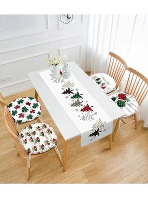 Rem Home Rengirenk Dekoratif Sandalye Minderi Sarı Ekose Yuvarlak 45 x 140 cm Mutfak Balkon Oturma Minderi