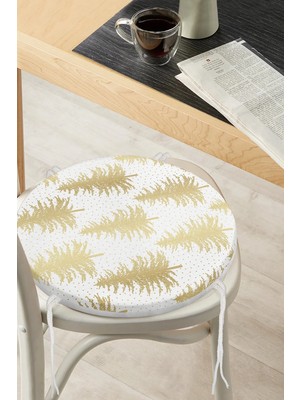 Rem Home Rengirenk Dekoratif Sandalye Minderi Beyaz Modern Yuvarlak 40 x 40 cm Mutfak Balkon Oturma Minderi