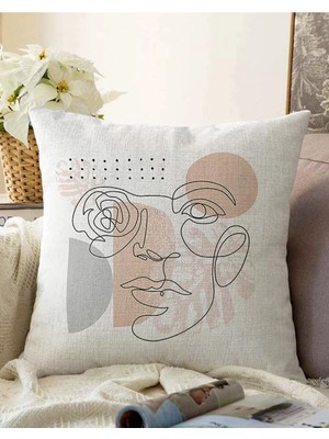 Rem Home Rengirenk Dekoratif Kırlent Kılıfı Beyaz Modern 43 x 43 cm Salon Koltuk Kanepe Yastık Kılıfı