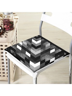 Rem Home Rengirenk Dekoratif Sandalye Minderi Sarı Geometrik 40 x 40 cm Mutfak Balkon Oturma Minderi