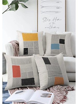 Rem Home Rengirenk Dekoratif Kırlent Kılıfı Sarı 43 x 43 cm Salon Koltuk Kanepe Yastık Kılıfı