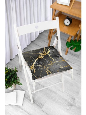 Rem Home Rengirenk Dekoratif Sandalye Minderi Beyaz Modern Bağcıklı 40 x 40 cm Mutfak Balkon Oturma Minderi