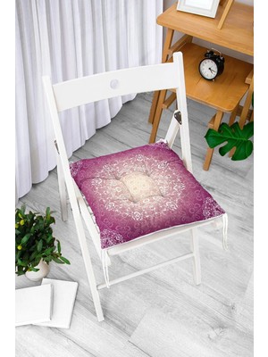 Rem Home Rengirenk Dekoratif Sandalye Minderi Beyaz Modern 40 x 40 cm Mutfak Balkon Oturma Minderi