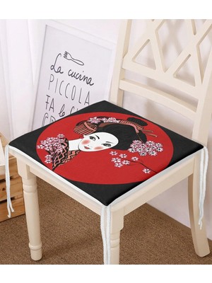 Rem Home Rengirenk Dekoratif Sandalye Minderi Siyah Modern 40 x 40 cm Mutfak Balkon Oturma Minderi
