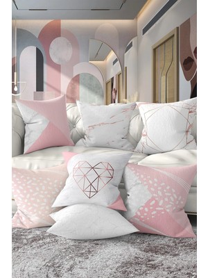 Rem Home Rengirenk Dekoratif Kırlent Kılıfı Pembe 45 x 45 cm Salon Koltuk Kanepe Yastık Kılıfı
