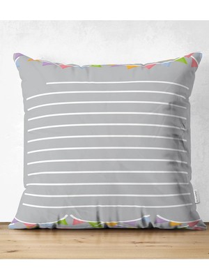 Rem Home Rengirenk Dekoratif Kırlent Kılıfı Sarı 43 x 43 cm Salon Koltuk Kanepe Yastık Kılıfı
