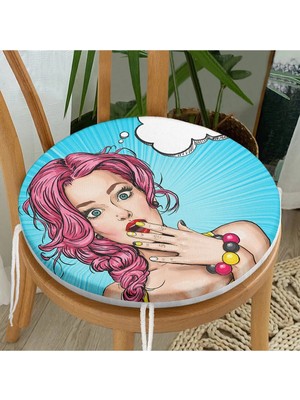 Rem Home Rengirenk Dekoratif Sandalye Minderi Yuvarlak 40 x 40 cm Mutfak Balkon Oturma Minderi
