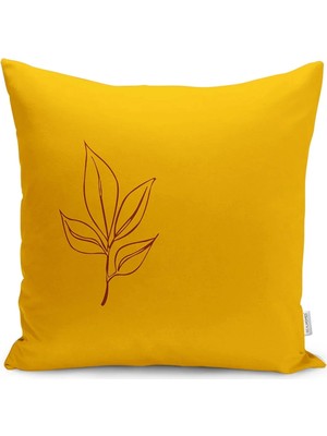 Rem Home Rengirenk Dekoratif Kırlent Kılıfı Beyaz Yaprak 43 x 43 cm Salon Koltuk Kanepe Yastık Kılıfı