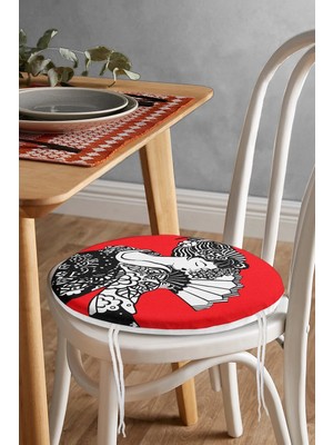 Rem Home Rengirenk Dekoratif Sandalye Minderi Gri Yuvarlak 40 x 40 cm Mutfak Balkon Oturma Minderi