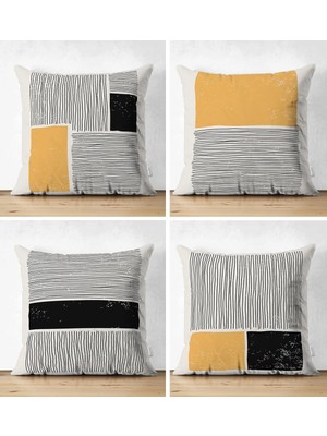Rem Home Rengirenk Dekoratif Kırlent Kılıfı Sarı Etnik 43 x 43 cm Salon Koltuk Kanepe Yastık Kılıfı