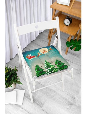 Rem Home Rengirenk Dekoratif Sandalye Minderi Beyaz Hayvan Bağcıklı 40 x 40 cm Mutfak Balkon Oturma Minderi