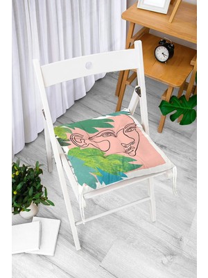 Rem Home Rengirenk Dekoratif Sandalye Minderi Beyaz Bohem Bağcıklı 40 x 40 cm Mutfak Balkon Oturma Minderi