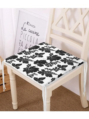 Rem Home Rengirenk Dekoratif Sandalye Minderi Beyaz Yaprak 40 x 40 cm Mutfak Balkon Oturma Minderi