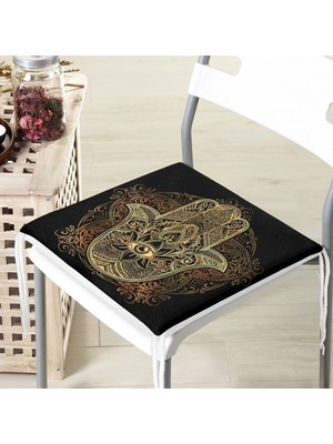 Rem Home Rengirenk Dekoratif Sandalye Minderi Siyah Modern 40 x 40 cm Mutfak Balkon Oturma Minderi