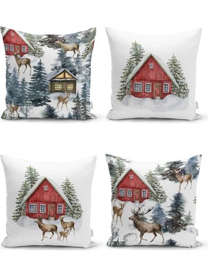 Rem Home Rengirenk Dekoratif Kırlent Kılıfı Beyaz Modern 43 x 43 cm Salon Koltuk Kanepe Yastık Kılıfı