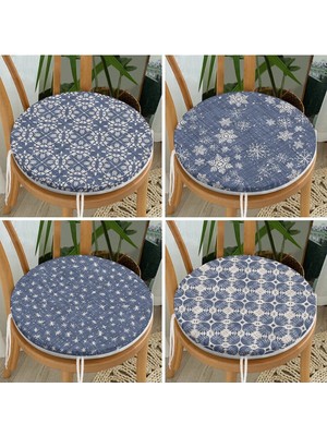 Rem Home Rengirenk Dekoratif Sandalye Minderi Yıldız Yuvarlak 40 x 40 cm Mutfak Balkon Oturma Minderi