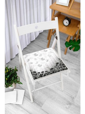 Rem Home Rengirenk Dekoratif Sandalye Minderi Siyah Modern 40 x 40 cm Mutfak Balkon Oturma Minderi