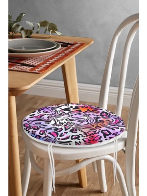 Rem Home Rengirenk Dekoratif Sandalye Minderi Modern Yuvarlak 40 x 40 cm Mutfak Balkon Oturma Minderi