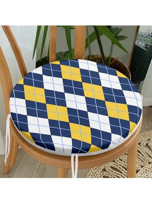 Rem Home Rengirenk Dekoratif Sandalye Minderi Beyaz Modern Yuvarlak 40 x 40 cm Mutfak Balkon Oturma Minderi