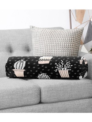 Rem Home Rengirenk Dekoratif Kırlent Kılıfı Siyah Modern 60 x 20 cm Salon Koltuk Kanepe Yastık Kılıfı