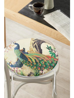Rem Home Rengirenk Dekoratif Sandalye Minderi Yuvarlak 40 x 40 cm Mutfak Balkon Oturma Minderi