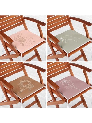 Rem Home Rengirenk Dekoratif Sandalye Minderi Yaprak 40 x 40 cm Mutfak Balkon Oturma Minderi