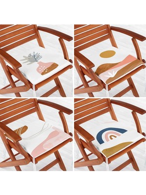 Rem Home Rengirenk Dekoratif Sandalye Minderi Beyaz Modern 40 x 40 cm Mutfak Balkon Oturma Minderi