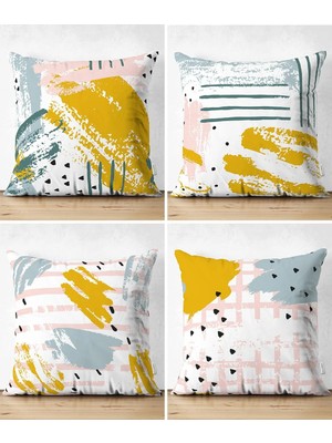 Rem Home Rengirenk Dekoratif Kırlent Kılıfı Sarı Modern 43 x 43 cm Salon Koltuk Kanepe Yastık Kılıfı