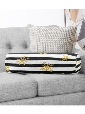 Rem Home Rengirenk Dekoratif Kırlent Kılıfı Beyaz Çizgili 60 x 20 cm Salon Koltuk Kanepe Yastık Kılıfı