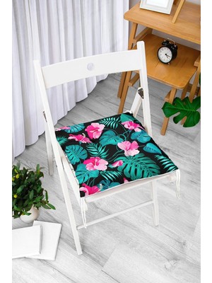 Rem Home Rengirenk Dekoratif Sandalye Minderi Beyaz Hayvan Bağcıklı 40 x 40 cm Mutfak Balkon Oturma Minderi
